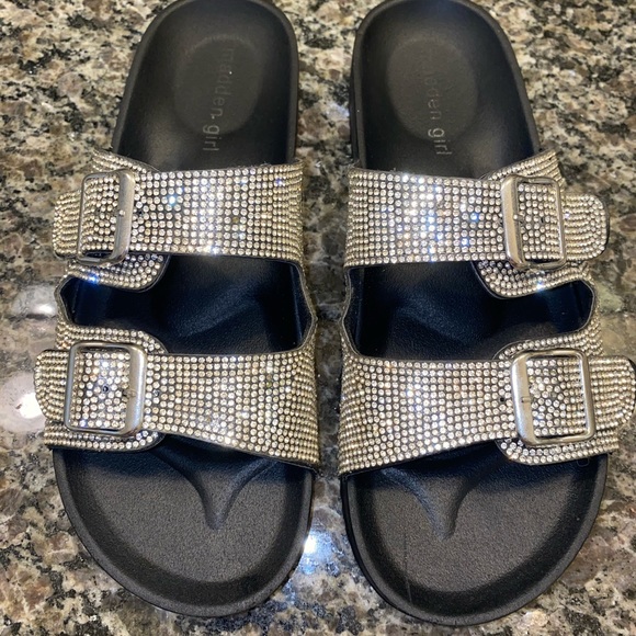 Madden Girl Shoes Madden Girl Teddy Slip On Black Bling Sandals